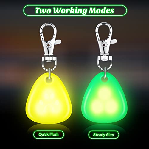 2 Pcs LED Dog Collar Light Waterproof Silicone Light up Dog Tag Clip on Flashing Dog Lights for Night Walking Camping Light for Dog Collar Pet Harness Leash Safety Paw Dog Tag Light (Green, Yellow)