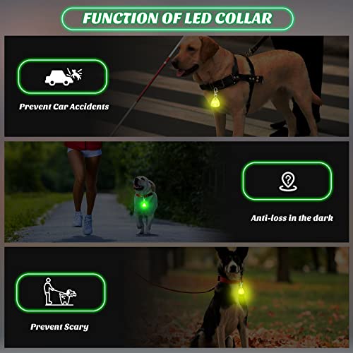 2 Pcs LED Dog Collar Light Waterproof Silicone Light up Dog Tag Clip on Flashing Dog Lights for Night Walking Camping Light for Dog Collar Pet Harness Leash Safety Paw Dog Tag Light (Green, Yellow)