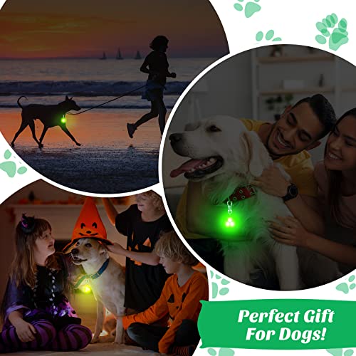 2 Pcs LED Dog Collar Light Waterproof Silicone Light up Dog Tag Clip on Flashing Dog Lights for Night Walking Camping Light for Dog Collar Pet Harness Leash Safety Paw Dog Tag Light (Green, Yellow)