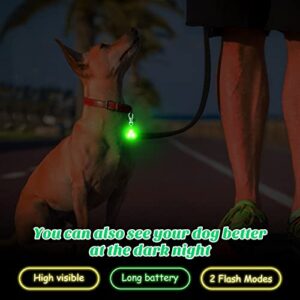 2 Pcs LED Dog Collar Light Waterproof Silicone Light up Dog Tag Clip on Flashing Dog Lights for Night Walking Camping Light for Dog Collar Pet Harness Leash Safety Paw Dog Tag Light (Green, Yellow)