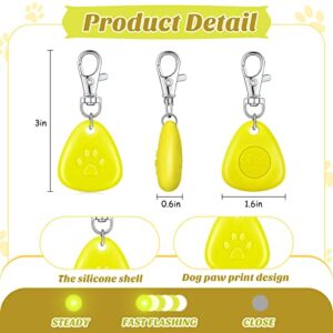 2 Pcs LED Dog Collar Light Waterproof Silicone Light up Dog Tag Clip on Flashing Dog Lights for Night Walking Camping Light for Dog Collar Pet Harness Leash Safety Paw Dog Tag Light (Green, Yellow)