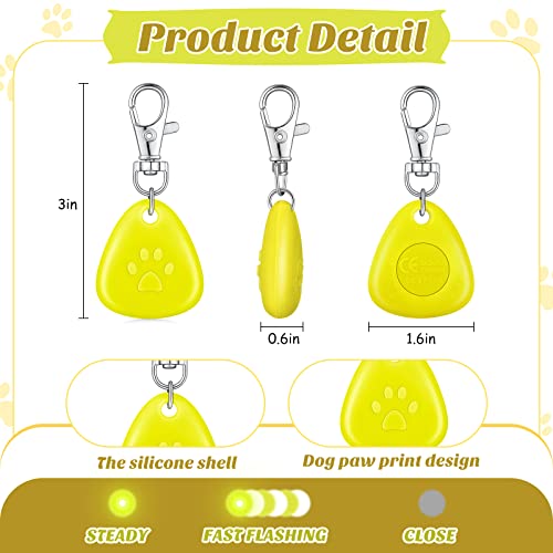 2 Pcs LED Dog Collar Light Waterproof Silicone Light up Dog Tag Clip on Flashing Dog Lights for Night Walking Camping Light for Dog Collar Pet Harness Leash Safety Paw Dog Tag Light (Green, Yellow)