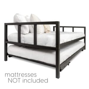 Milliard Twin Daybed and Fold- Up Trundle Set, Frame - Mattresses Sold Separately (Black)