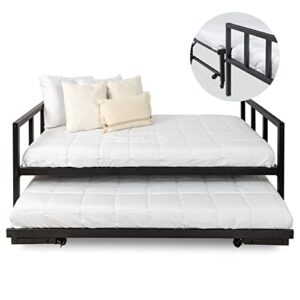 milliard twin daybed and fold- up trundle set, frame - mattresses sold separately (black)