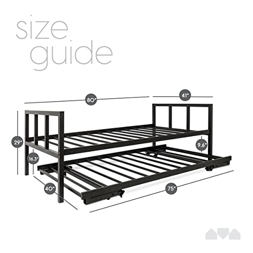 Milliard Twin Daybed and Fold- Up Trundle Set, Frame - Mattresses Sold Separately (Black)