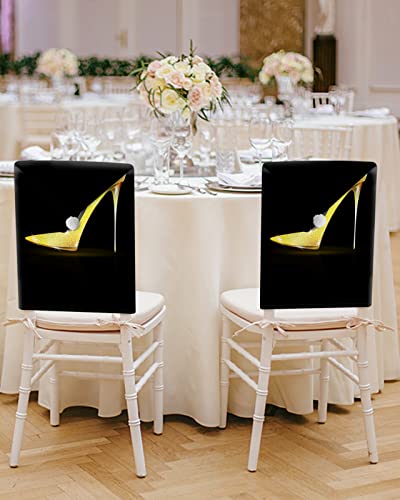 Queen Area 8Pack Dining Chair Slipcovers Shiny Golden High Heels Chair Back Covers Decorations Chair Slipcovers for Party Home Decor