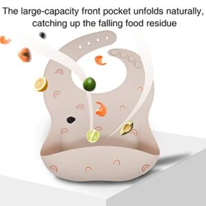 Santi & Me Silicone Bibs for Babies & Toddlers, Soft Waterproof Bibs with Food Catcher Pocket, Adjustable Baby Feeding Bibs 2 PCS (Beige&Light pink)