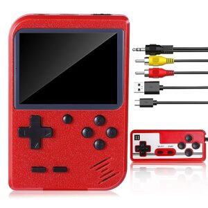 handheld game console, kyadeys portable retro game console with 500 classical fc games,3.0-inches display,built-in 1020mah rechargeable battery support for connecting tv and two players (red)