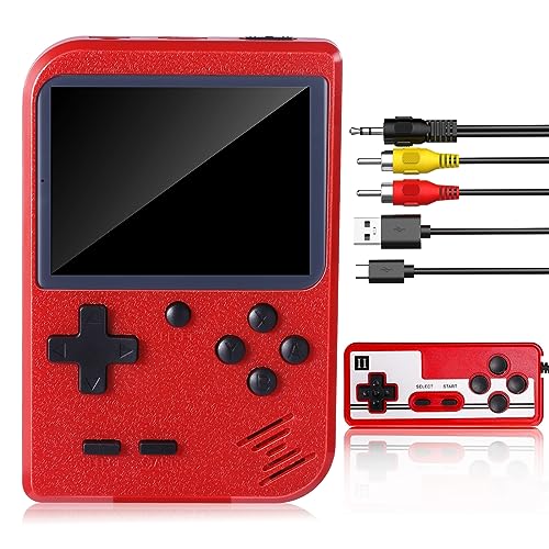 Handheld Game Console, Kyadeys Portable Retro Game Console with 500 Classical FC Games,3.0-Inches Display,Built-in 1020mAh Rechargeable Battery Support for Connecting TV and Two Players (Red)