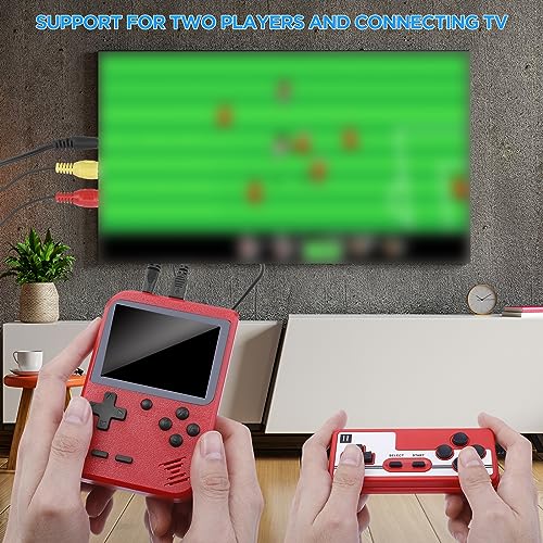 Handheld Game Console, Kyadeys Portable Retro Game Console with 500 Classical FC Games,3.0-Inches Display,Built-in 1020mAh Rechargeable Battery Support for Connecting TV and Two Players (Red)