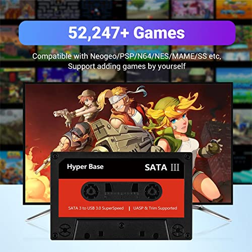 2T External Game Hard Drive Built in 52,247 Retro Games, Plug and Play Emulator Console HDD in Windows, Batocera 35 Gaming System with 84 Emulators,Compatible with PS2/MAME/SS/PS1