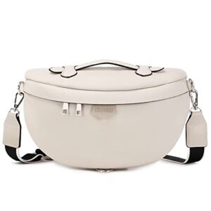 eslcorri crossbody bags for women - fashion sling purse shoulder bag fanny pack leather causal chest bum bag backpack with adjustable wide strap for workout traveling running shopping - off white