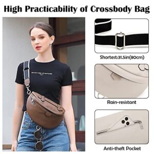 Eslcorri Crossbody Bags for Women - Fashion Sling Purse Shoulder Bag Fanny Pack Leather Causal Chest Bum Bag Backpack with Adjustable Wide Strap for Workout Traveling Running Shopping - off white