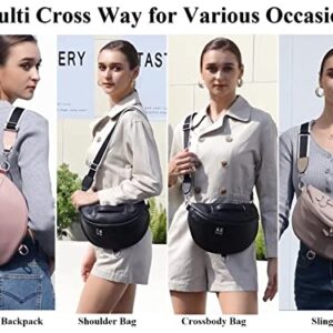 Eslcorri Crossbody Bags for Women - Fashion Sling Purse Shoulder Bag Fanny Pack Leather Causal Chest Bum Bag Backpack with Adjustable Wide Strap for Workout Traveling Running Shopping - off white