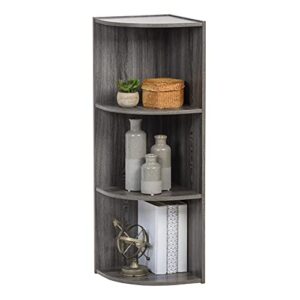 iris usa, inc. corner bookcase, 3-tiered home shelving, ash gray (cs-3s)