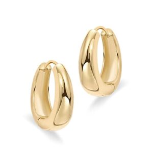 PAVOI 14K Gold Plated Sterling Silver Post Small Chunky Hoops Earrings | Thick Lightweight Gold Hoop Earrings for Women (Yellow Gold)