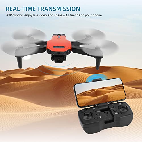 FDWYTY Drones for kids, Mini Drone with 1080P HD FPV Dual Camera with Altitude Hold, Headless Mode, 3D Flips, One Key Take Off/Landing, Speed Adjustment, 2 Modular Batteries - 22 Mins Flight Time, Orange