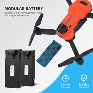 FDWYTY Drones for kids, Mini Drone with 1080P HD FPV Dual Camera with Altitude Hold, Headless Mode, 3D Flips, One Key Take Off/Landing, Speed Adjustment, 2 Modular Batteries - 22 Mins Flight Time, Orange