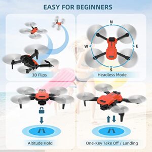 FDWYTY Drones for kids, Mini Drone with 1080P HD FPV Dual Camera with Altitude Hold, Headless Mode, 3D Flips, One Key Take Off/Landing, Speed Adjustment, 2 Modular Batteries - 22 Mins Flight Time, Orange