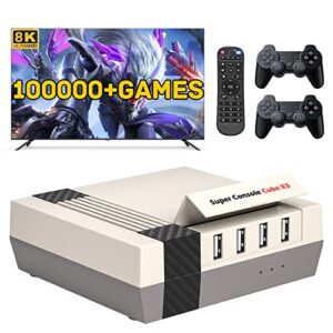 kinhank super console cube x3 retro game consoles built-in 100000+ games, android 9.0/emuelec 4.5/coree system, s905x3 chip, compatible with dc/arcade, etc 8k uhd output,2.4g/5g