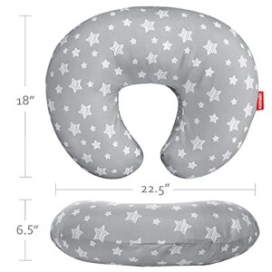 2 Pack Nursing Pillow Cover Grey and Navy for Infant, Snug Fits Boppy Nursing Pillows, Breastfeeding Nursing Pillow Slipcovers Super Soft, for Breastfeeding Moms, with Star Print