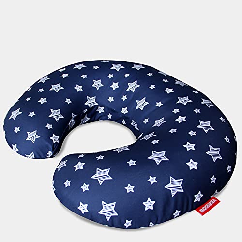 2 Pack Nursing Pillow Cover Grey and Navy for Infant, Snug Fits Boppy Nursing Pillows, Breastfeeding Nursing Pillow Slipcovers Super Soft, for Breastfeeding Moms, with Star Print