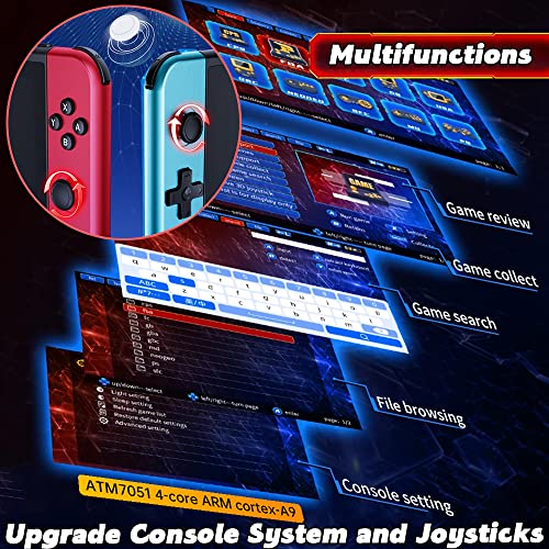 X70 Handheld Game Console 7.0 inch Pro Retro Games Consoles Classic Video Games Pad Style Preinstalled System Built-in Rechargeable Battery Gaming Consoles 64GB Blue Red