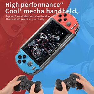 DREAMHAX X7 Plus Handheld Game Console with Preload 10000 Games, Portable Video Games Support HDMI Output & Double Player, Classic Arcade Retro Game Player Gameboy Gift Present (4.3" Screen Red Blue)