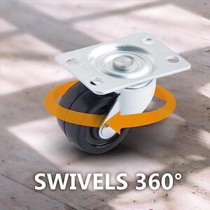 POWERTEC 17209V 1-1/2 Inch Low Profile Swivel Plate Caster Wheels with 160 lbs Total Loads, Castor Wheels for Workbench, Dolly, Cart & Furniture, Set of 4