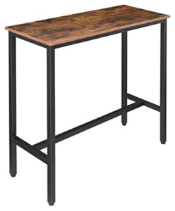 rokiatek bar table 39" long narrow bar height pub table dining table for kitchen, dining room, living room, sturdy metal frame, industrial, rustic brown and black
