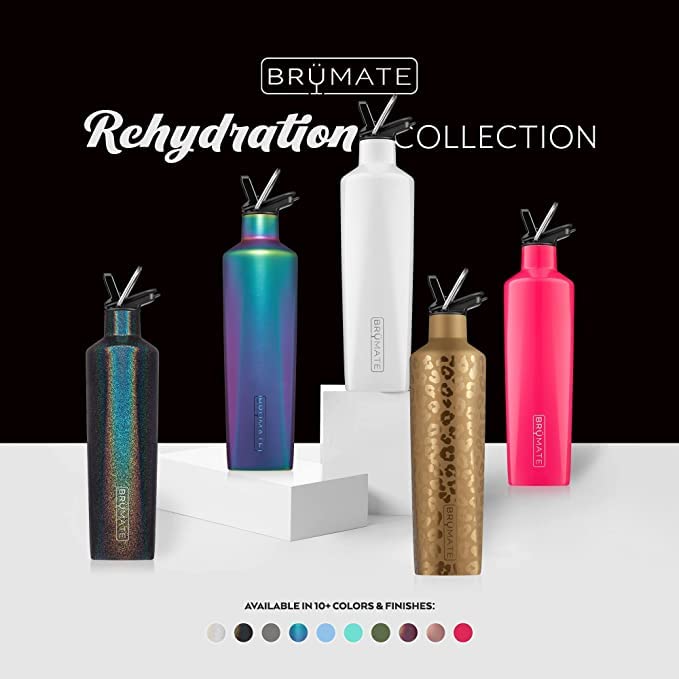 BrüMate ReHydration - 100% Leakproof 25oz Insulated Water Bottle with Straw - Stainless Steel Water Canteen (Aqua)