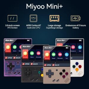 Miyoo Mini Plus Handheld Game Console with Hard Case, 3.5 Inch IPS Screen Retro Video Game Console, Built-in 64G TF Card 10000+ Games & 3000mAh Battery, Support WiFi