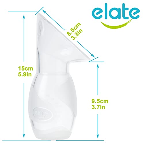 Elate Manual Breast Pump for Breastfeeding | Silicone Milk Collector with Leak-Proof Stopper for Nursing Moms | Enhance Milk Production | BPA Free FSA HSA Eligible – 4oz Blue