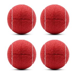 zhuokece 4 pcs precut walker tennis balls for furniture legs floor protection, heavy duty long lasting felt pad glide coverings (red)