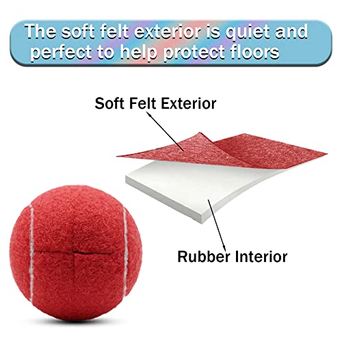ZHUOKECE 4 PCS Precut Walker Tennis Balls for Furniture Legs Floor Protection, Heavy Duty Long Lasting Felt Pad Glide Coverings (Red)