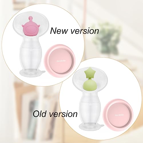 DORABELA Manual Breast Pump, 4oz Silicone Breast Pump with Suction Base, Silicone Stopper and PP Lid, BPA Free, Food Grade Silicone