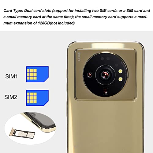 Zopsc M12 Ultra Unlocked Cellphone for Android 12 6.3in Smartphone with WiFi 4GB 64GB MT6889 Octa Core 7000mAh 1960 1080 800W 1600W 100 240V Gold(US)