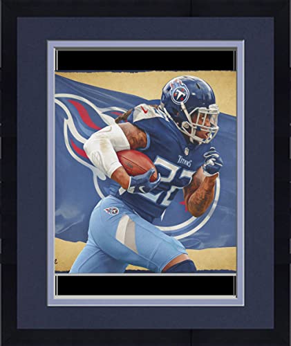 Framed Derrick Henry Tennessee Titans 16" x 20" Photo Print - Designed and Signed by Artist Brian Konnick - Limited Edition 25 - Autographed NFL Photos