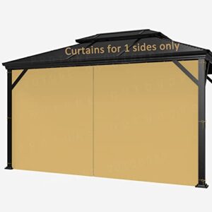 suncula 10' x 10' gazebo universal replacement privacy curtains - canopy side wall privacy panel with zipper, 1 panel sidewall only (khaki)
