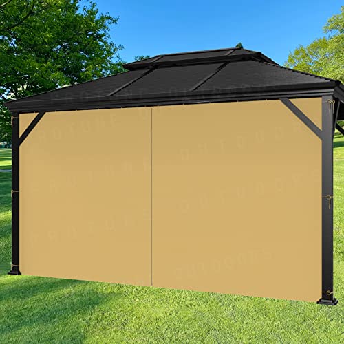 SunCula 10' x 10' Gazebo Universal Replacement Privacy Curtains - Canopy Side Wall Privacy Panel with Zipper, 1 Panel Sidewall ONLY (Khaki)