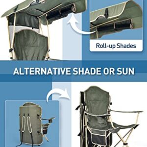 Docusvect Folding Camping Chair with Shade Canopy for Adults, Canopy Chair for Outdoors Sports with Cup Holder, Side Pocket for Camp, Beach, Tailgates, Fishing - Support 330 LBS