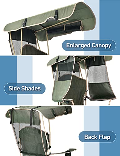 Docusvect Folding Camping Chair with Shade Canopy for Adults, Canopy Chair for Outdoors Sports with Cup Holder, Side Pocket for Camp, Beach, Tailgates, Fishing - Support 330 LBS