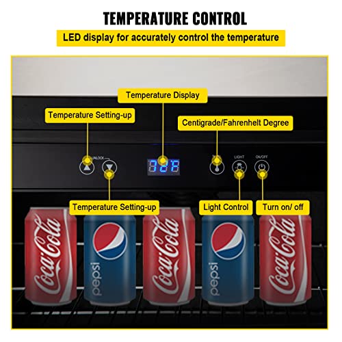 VEVOR 24" Undercounter, 5.3 cu.ft. Compact Stainless Steel， Built-in Beverage Refrigerator,Mini Beer Fridge for Home Bar Office Outdoor, Silver
