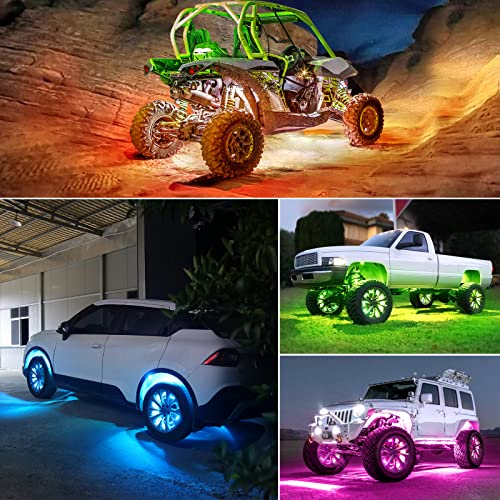 Honalia LED Rock Lights for UTV, 4 Pods Underglow Kit Cars with APP Control Music Mode 60 LEDs, Under Glow Light Car RZR UTV Golf Cart Wheeler Automotive Exterior ATV Accessories.