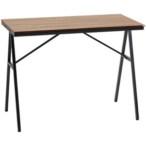 homcom industrial bar table with steel frame, counter height table pub table for kitchen dining room cafe, brown/black