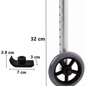 Walker Wheels and Ski Glides 1 Pair, Rubber Universal Walker Caster Wheel with 8 Height Adjustable, Replacement Rollator Accessories, 4 PCS