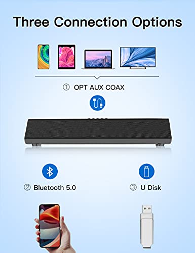 BS.Neytuel Soundbar for TV with Bluetooth Speakers for TV Home Theater Audio Surround Sound System Small Sound Bar with Subwoofer for TV PC Projectors Tablets,Remote Control