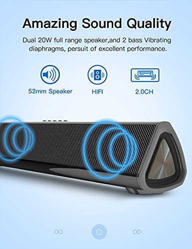 BS.Neytuel Soundbar for TV with Bluetooth Speakers for TV Home Theater Audio Surround Sound System Small Sound Bar with Subwoofer for TV PC Projectors Tablets,Remote Control