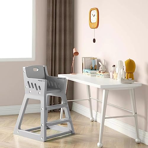 Baby Highchair,Children's Dining Chair, Safe and Solid Shape Structure Design, with Telescopic Gear Adjustable Feeding Tray, Can be Directly Washed (Grey)