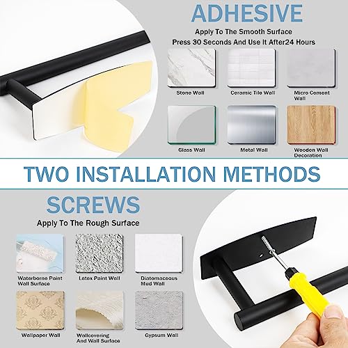 2023 Paper Towel Holders Wall Mount Under Cabinet 13.2In Self Adhesive Drilling Paper Towel Rolls SUS304 Vertically Horizontally for Kitchen Bathroom Door Rustproof Rack